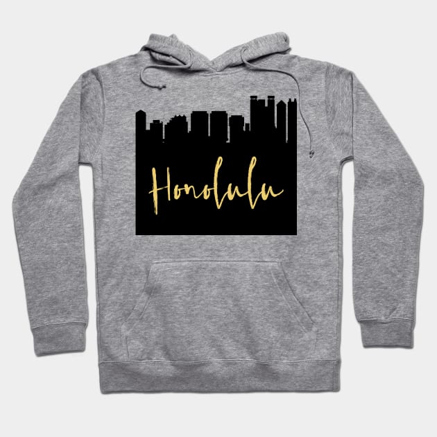 HONOLULU HAWAII DESIGNER SILHOUETTE SKYLINE ART Hoodie by deificusArt